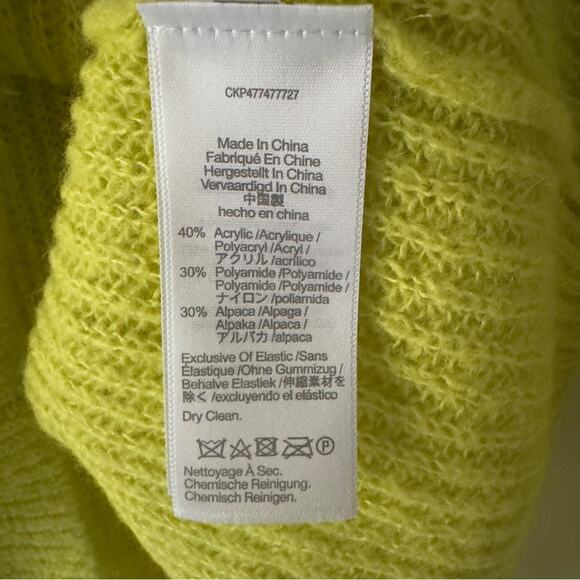 Madewell Alpaca Blend Neon Green Yellow Women's Sweater crew neck long sleeve S - Picture 8 of 9